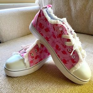 Evaless Pink Flamingo Canvas Sneakers Size 7.5-8 US (40 China) NEW super cute!
